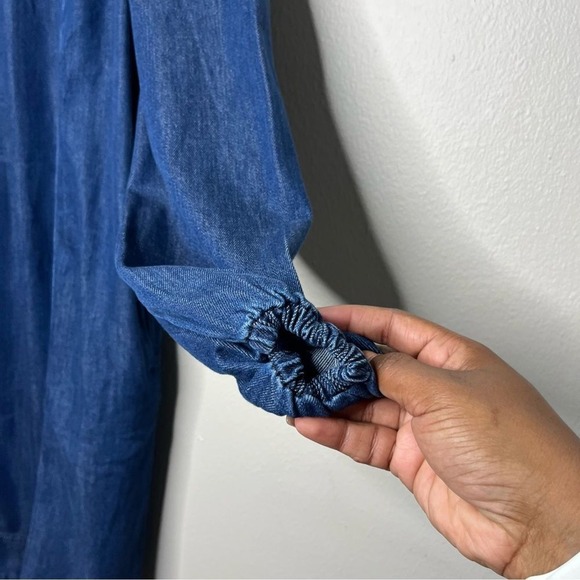 NEW Boden Women Dress 12 Denim Blouson Shift‎ Tencel Chambray Long Sleeve - Picture 10 of 16